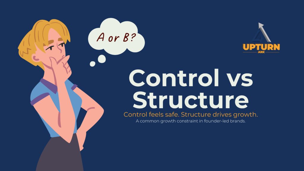 Editorial image highlighting how control in founder-led marketing can stall growth without structure.